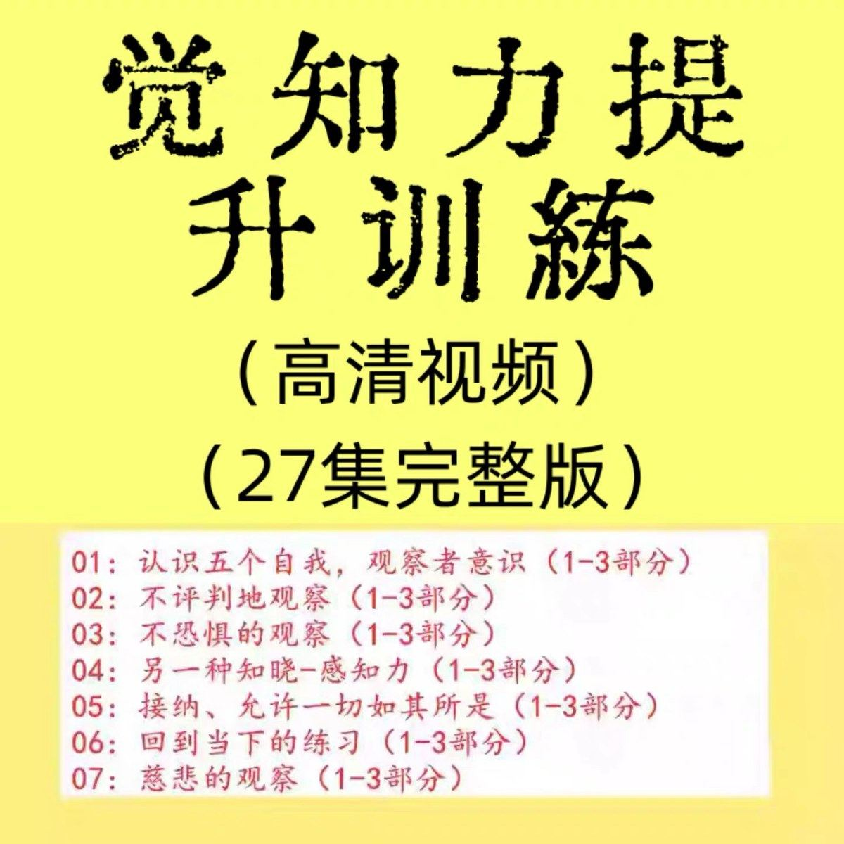 觉知力训练感知力国学智慧2025年心理学自我意识内心疗愈视频教程-优资源网