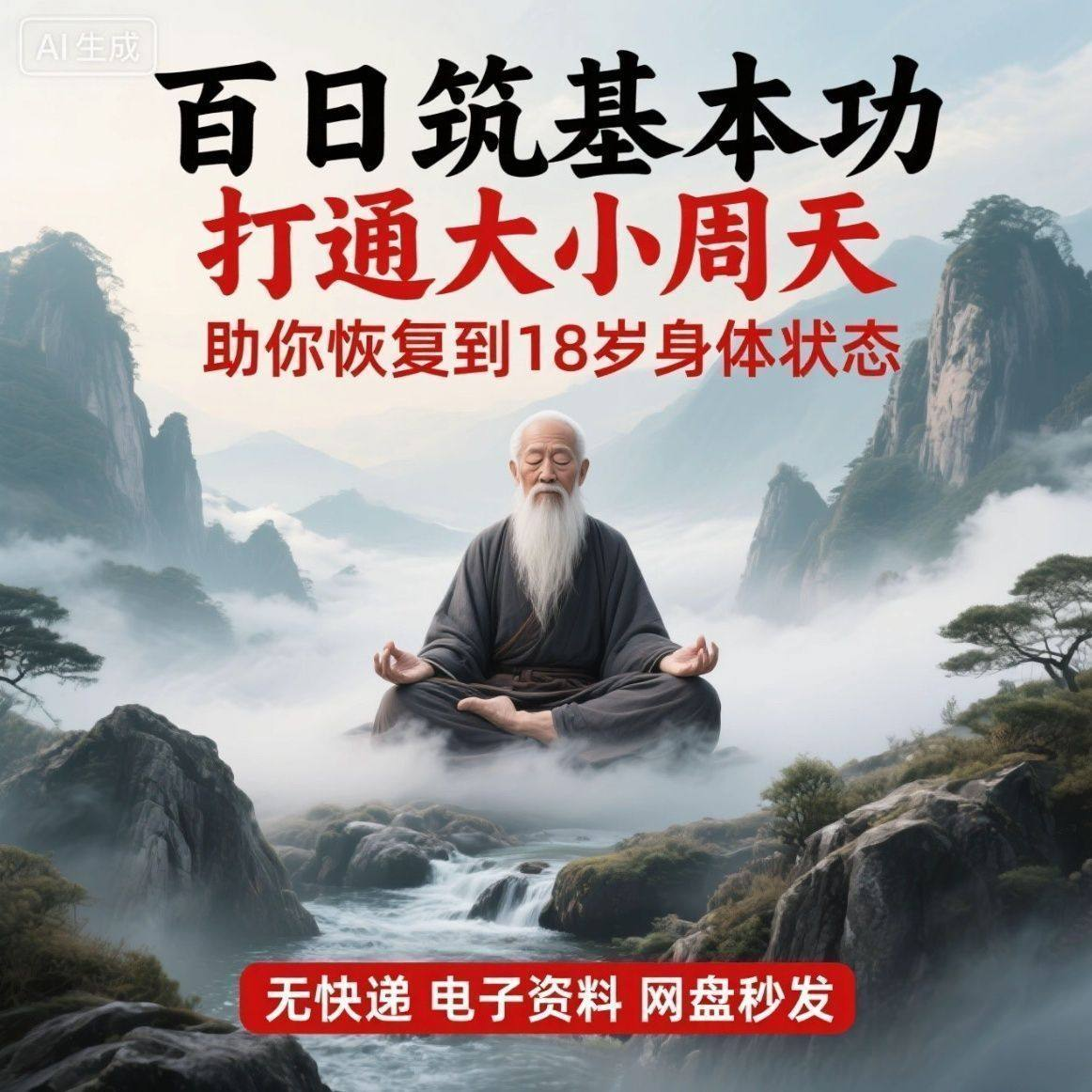 百日筑基功打通大小周天电子版视频课程动功通脉秘传心法打坐讲解-优资源网