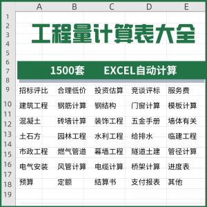 工程量计算表格软件大全钢结构土建安装路桥市政装修建筑预算造价-优资源网