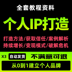 个人IP打造教程如何快速打造个人IP社交品牌定位训练营资料大全新-优资源网