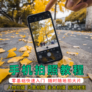 手机摄影教程拍摄拍照课程从入门到精通技巧人像修图剪辑亲子风景-优资源网