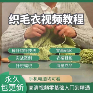 织毛衣教程视频零基础教学传统手工棒针钩针毛线编织婴儿针织围巾-优资源网