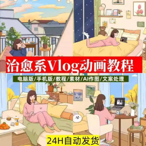 治愈系动画视频插画教程AI绘画动态情感唯美vlog镜头剪辑课程素材-优资源网