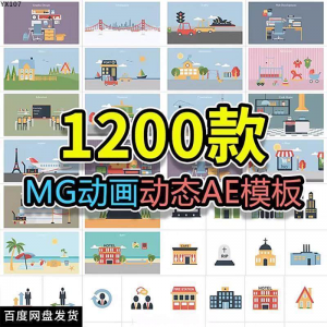 MG动画AE模板源文件脚本卡通动态视频制作扁平化场景动画包素材-优资源网
